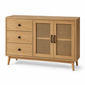 Credenza moderna 120 × 40 × 80 cm effetto rovere naturale con 2 ante intrecciate e 3 cassetti