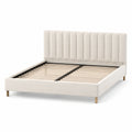 Letto matrimoniale imbottito beige 170 × 215 × 110 cm con rete a doghe, per materasso 160 × 200 cm