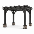 Pergola da giardino in legno antracite e grigio pietra, 305 × 305 × 254 cm, stile rustico
