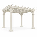 Pergola da giardino in vinile avorio 488 × 366 × 264 cm con copertura a griglia
