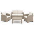 Set da giardino 4 pezzi beige e avorio con divano 128×70×78 cm, 2 poltrone 73×70×78 cm e tavolino 80×50×38 cm