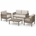 Set da giardino 4 pezzi tortora e beige con divano 140 × 75 × 78 cm, 2 poltrone 70 × 75 × 78 cm e tavolino 90 × 55 × 42 cm