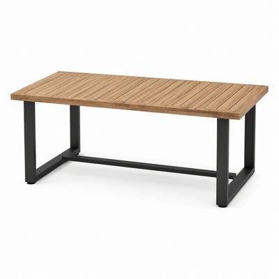Tavolo da giardino rettangolare in legno e metallo marrone e nero, 180 × 90 × 75 cm